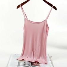 Damen Seide Unterhemd ärmelloses Top ärmellos einfach T-Shirt Oberteile solide