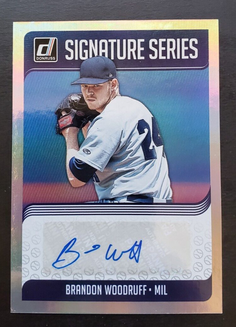 Brandon Woodruff #SS-BW Baseball Cards 2018 Panini Donruss Signature Series trading card — raw and PSA graded price guide