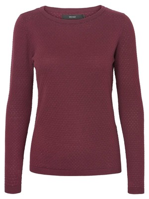 Vero Moda Care Structure O Neck - Pullover Bordeaux - Taglia S Abbigliamento