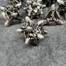 Sage's Starships Antique Silver Purple Metal Polyhedral Dice Set | Dnd RPG