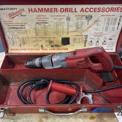1 Milwaukee 5398 Heavy Duty Hammer Drill With Metal Carry Case USA With