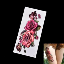 Pink Red Orange Rose Waterproof Temporary Tattoo Flower Body Art Sunset Color