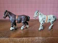 PAIR OF VINTAGE BRITAIN'S LEAD FIGURE LARGE STYLE SHIRE WORK HORSES