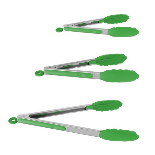 Bargains Kitchen Tong Set Silicone Tips Non-Stick Cooking Tongs 3PCS Burgundy - Picture 9 of 16