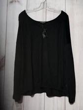 Lane Bryant Shirt Ladies 22 Black VNeck Long Sleeve Semi Sheer