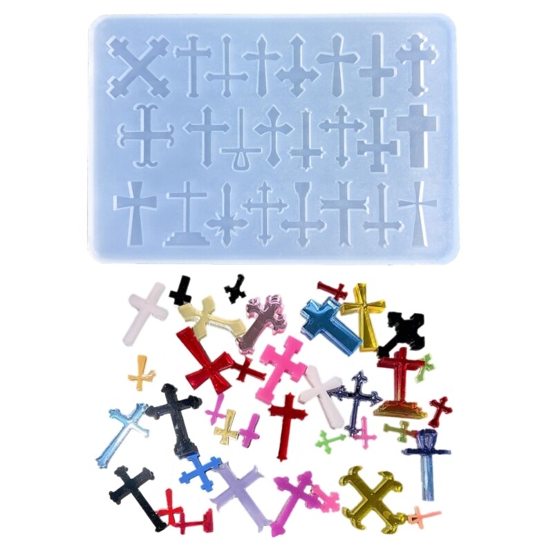 Cross Hollow Epoxy Shaker Filling Silicone Mold for Resin Crafts