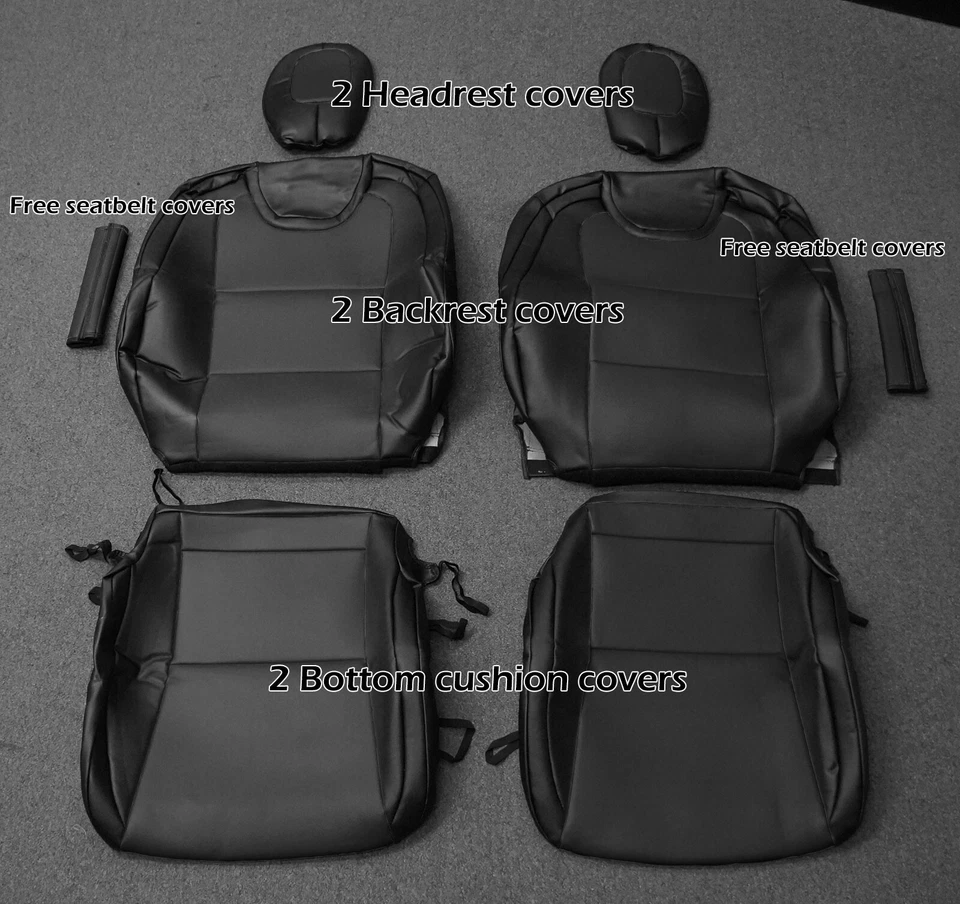 2 fundas de asiento delanteras para Chevy Camaro 2010-2015 negro iggee s. cuero ajuste personalizado Foto 2 de 4
