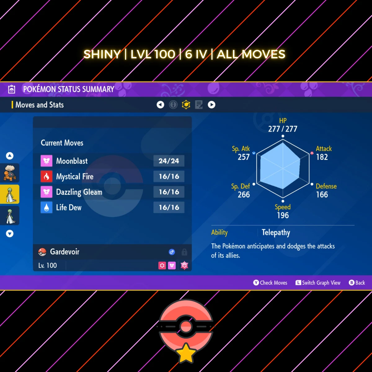 GARDEVOIR ✨ Ultra SHINY 6IV ✨ Pokemon SWORD and SHIELD lv100 EVs