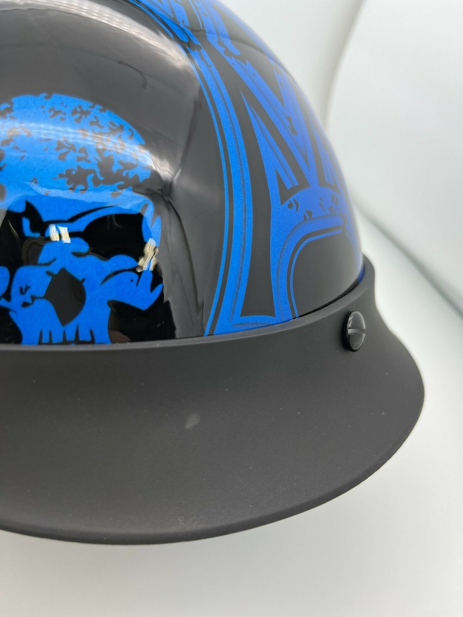 Helmet City HCI 100 Half Helmet Blue Screaming Skulls XSmall