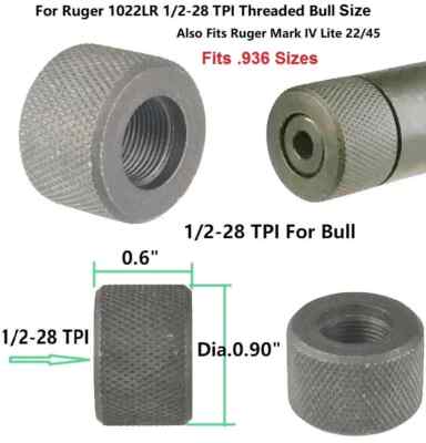 All Steel 1/2-28 1/2x28 Thread .936 Protector For Ruger 1022 Bull and .936 Sizes