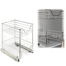 400mm Pull Out Wire Basket Kitchen Larder Base Unit Cupboard Drawer Storage