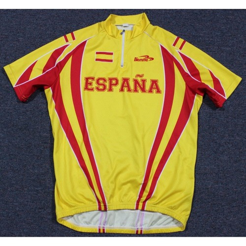 Mens Espana Spain Biemme Full Zip Cycling Jersey Top Shirt Large 3 Back Pockets
