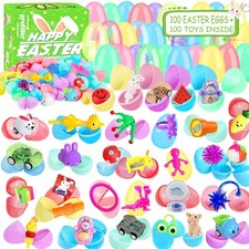 100 PCS Prefilled Easter Eggs with Toys Inside Stuffer Perfect for Easter Egg...