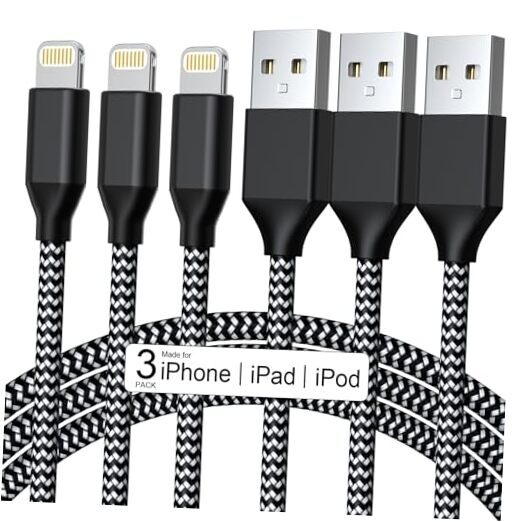 3 Pack iPhone Charger 10 FT Apple MFi Certified Fast Charging Lightning Cable