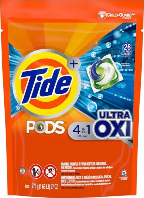 Tide Ultra OXI Power PODS with Odor Eliminators Laundry Detergent Pacs, 26 Count