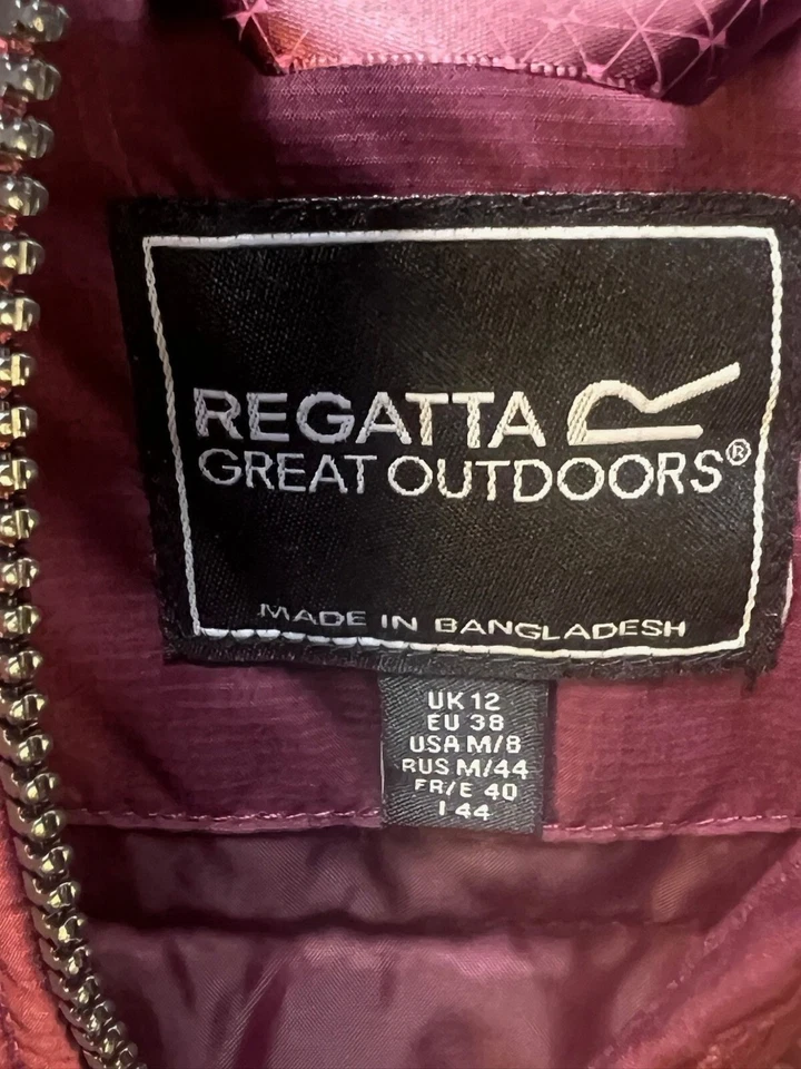 Regatta Great Outdoors Womens Quilted Hooded Jacket Sz M Burgundy  Lightweight P - Image 3 of 4