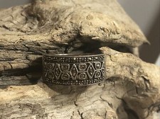 Stunning 925 Sterling Silver Marcasite Stone Patterned Ring Size 7.75 5.1g