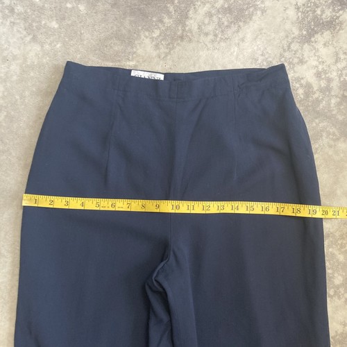 Gianni Sport Pants Women sz 12 Virgin Wool Navy Blue High Rise Wide Leg Trousers - Picture 3 of 9