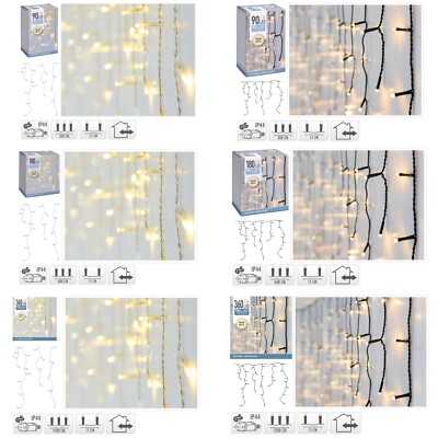 LED Lichterkette Eiszapfen 90-640 LEDs 1,7m bis 12,7m Lichtervorhang innen außen