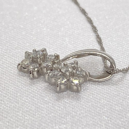 Necklace Pendant Diamond 0.2ct Flower Platinum Pt900 Pt850 1.4g - Picture 10 of 17