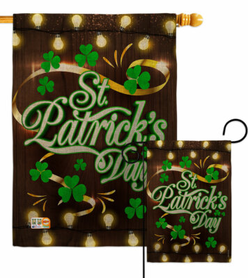Lightful St Patricks Day Burlap Gardn Flag Springtime Decorative Yard Banner