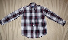 Boys M 8 BASIC EDITIONS Plaid Dress L/S Shirt Christmas EXCELLENT COND