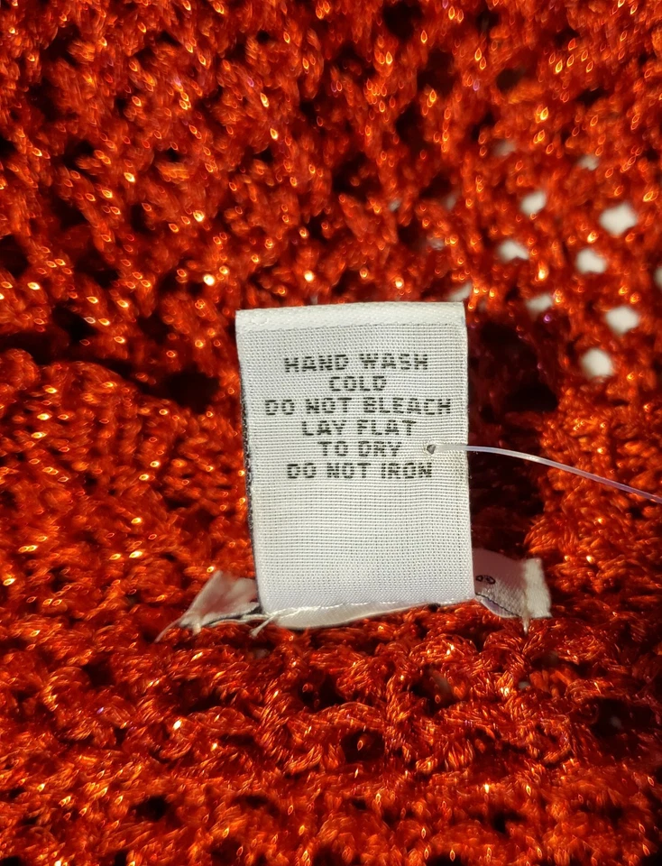 Suéter Camisa Para Mujer Nuevo con Etiquetas Rue 21 Tejido Abierto Rojo con Dorado Metálico Talla XL Foto 4 de 4