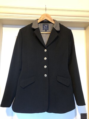 Springreiten Equetech Navy Showjacke Gr. 32'' Damen Navy Wettkampfmantel Pferd