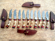 LOT OF 10 8 INCH HANDMADE DAMASCUS STEEL SKINNER KNIFE STAGANTLER W/SHEATH 1