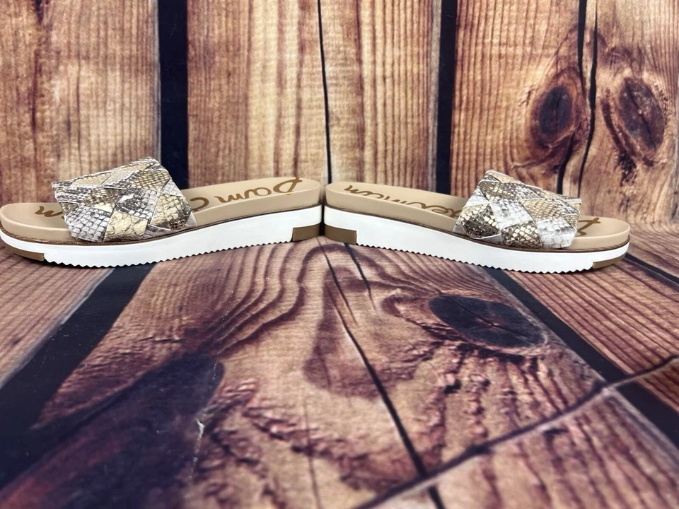 全新 Sam Edelman Adaley 松露蛇楔形露趾骡子礼服凉鞋 美国尺寸 7.5 — 第 2/4 张图片