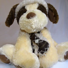 Hugfun International Kowloon Hong Kong Plush Dog Winter Hat & Scarf Brown Puppy