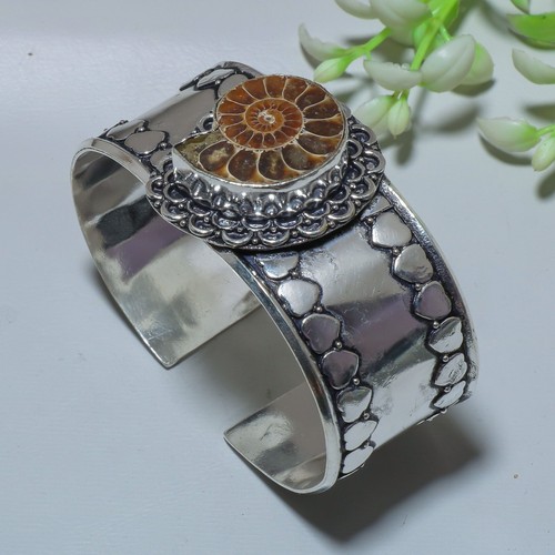 SLECHTS EEN Ammoniet Fossiele Nautilus Shell Sterling Zilveren Hanger Ketting Bruin Koord Verstelbare Zilveren Zon Stijl Sieraden Ontwerp Handgemaakt Bali - België