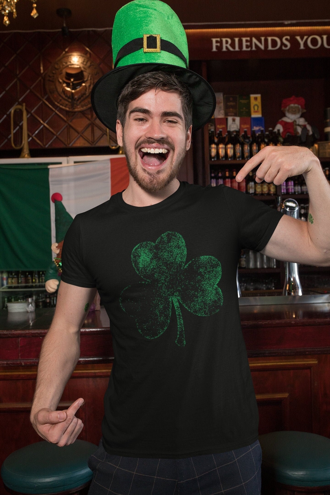 Vintage Style Distressed Irish Green Shamrock T-Shirt, St. Patrick's day shirts thumbnail 4
