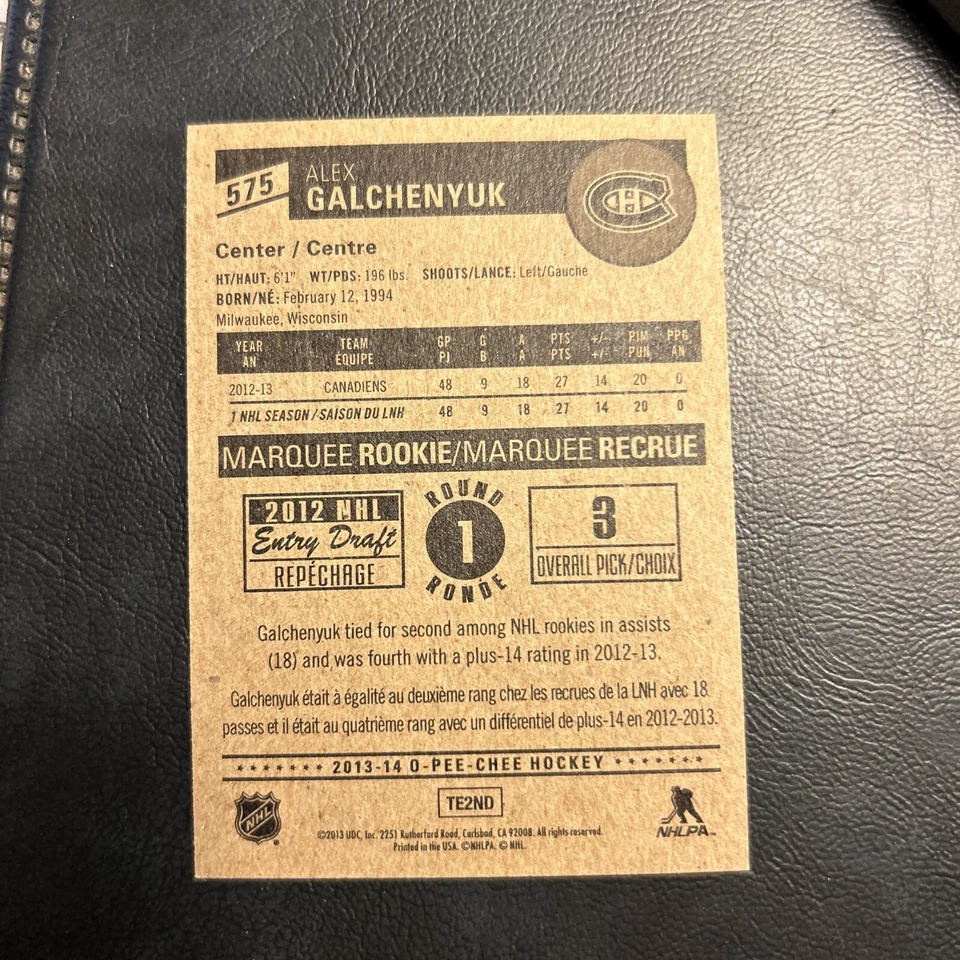 B99 2013/14 O Pee Chee Marquee Rookie #575 Alex Galchenyuk Montréal Canadiens￼ - Image 2 of 2
