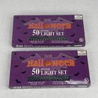 2 Boxes of Outdoor Halloween Lights 17ft 50 Count Purple Bulbs Black Wire Lights