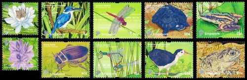 Singapore 2011 Definitives - Pond Life (Low Values - Fauna), Complete 10V mnh - 第 1/2 張圖片