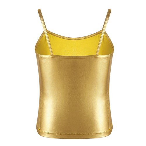 Kids Girls Shiny Metallic T-Shirt Short Sleeve Round Neck Crop Top Tee Tops - Picture 69 of 75