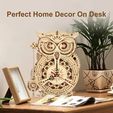 ROKR 3D Wooden Puzzle Mechanical Gear Clock Owl Model Kits for Teens / Adults