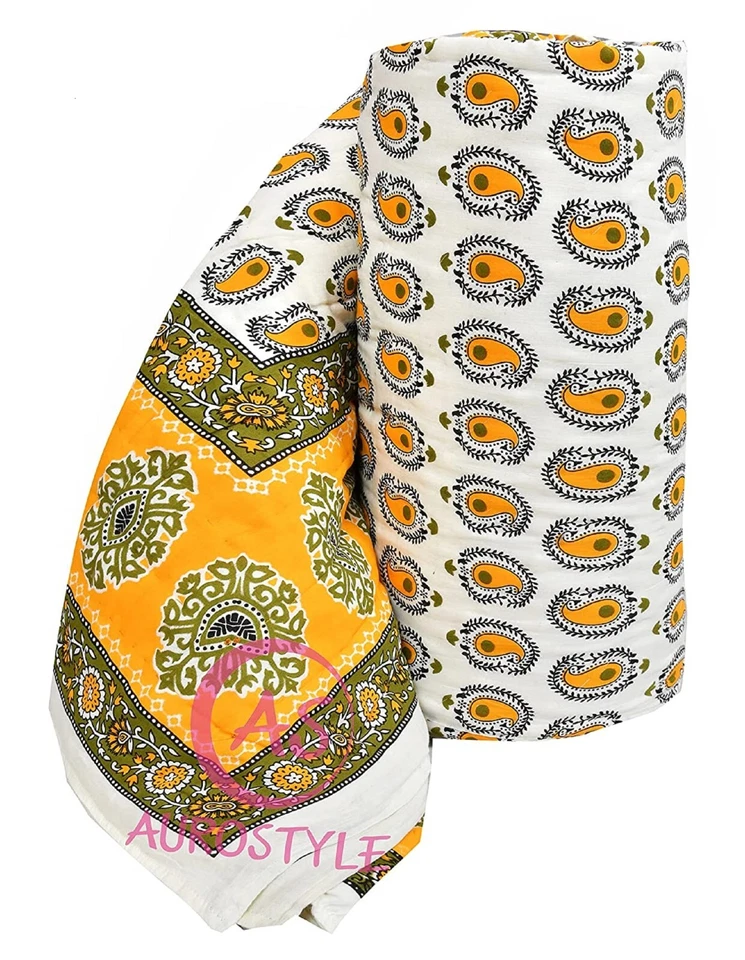 Colcha acolchada floral hecha a mano india de algodón Jaipuri Razai Foto 3 de 4