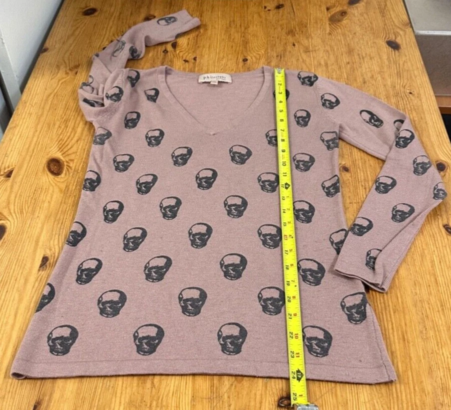 Suéter Philosophy Mujer Estampado Calaveras Cuello en V Mezcla Cachemira Rosa Talla XS Foto 3 de 4