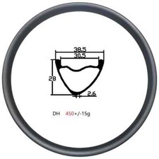 Carbon Bicycle Rim 38.5x28mm Tubeless Clincher Asymmetric Rim For Dh 3k Ud 12k