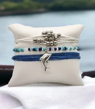 Friendship String Bracelet DOLPHIN DREAMS Pack of 3  Stackable, Summer Fun