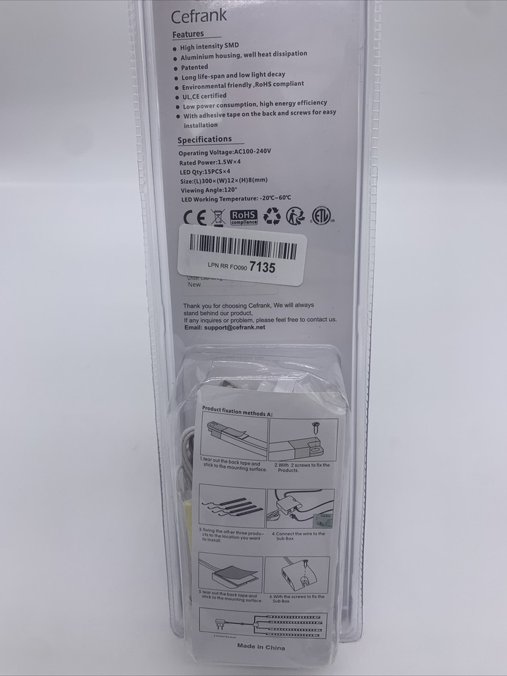 Set of 4 LED Light Strip Bar Warm White Kitchen Under Led Lamp