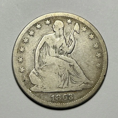 1863 S SEATED LIBERTY HALF DOLLAR  VG