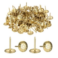 100Pcs Upholstery Tacks, 7/16" x 11/16" Flower Head Furniture Nails, Gold