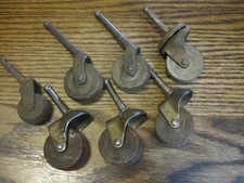 Lot of 7 Vintage Wooden Caster Wheels 6 ~ 1 3/8" and 1 ~ 1"