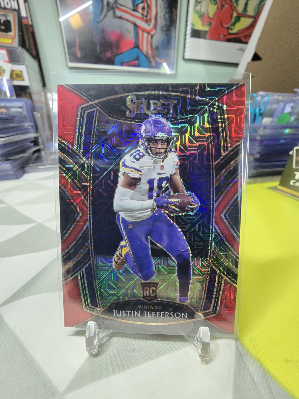 Justin Jefferson 2020 Panini Select /49 Red Prizm Rookie Club Level #26 Vikings