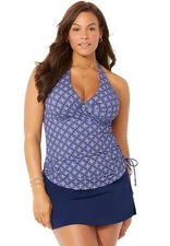 Swimsuits for All Adrift Underwire Adjustable Tankini Set With Side Slit Skirt