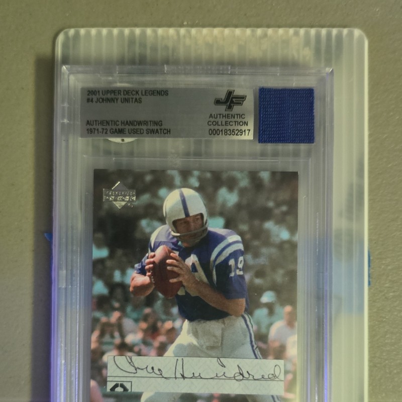 Upper Deck 2001 Legends Johnny Unitas #4 Authentic Handwriting GU Swatch BGS BAS