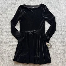 Art Class Girl's Size Large (10-12) Long Sleeve Velour Bubble Dress Black